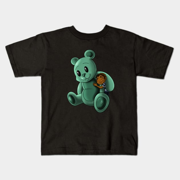 African American Boy and Teddy Bear Kids T-Shirt by treasured-gift